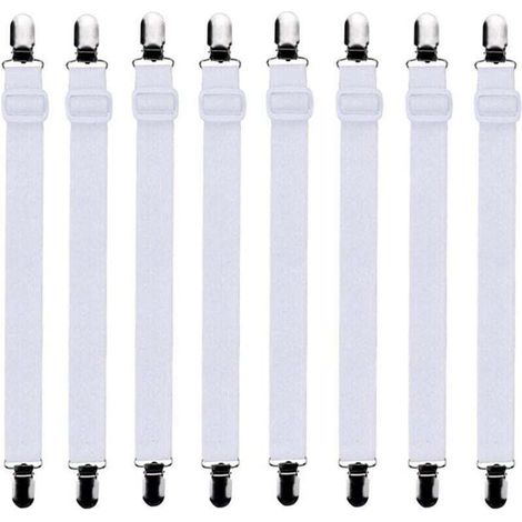 YMYNY 8Pcs (60cm à 200cm) Tendeur Drap Housse Lit Drap Réglable,Tendeurs de Maintien,Convient à Tous Lits et Matelas,Blanc (1/4)