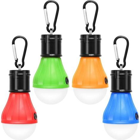 Lot de 4 lampes LED de camping, randonnée, pêche, éclairage de secours étanche, alimenté par batterie, éclairage LED intérieur et extérieur. (1/4)