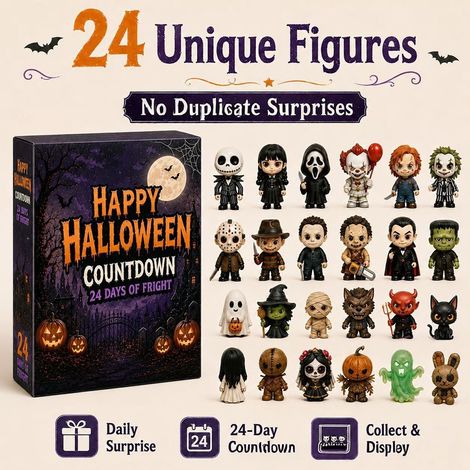 Calendrier de l’Avent Halloween, Boîte Surprise Fantômes, 24 Décorations Plates en Acrylique, « Joyeux Halloween », Cadeau
