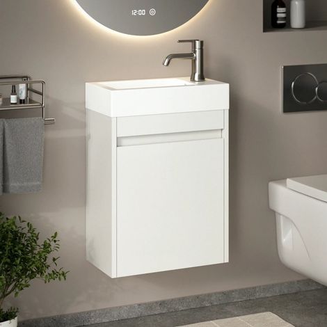 Gäste-WC-Möbel Vivo – 40 cm – Weiß - Weißes Waschbecken (1/5)