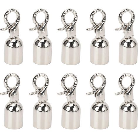 Lot de 10 embouts de corde, mousqueton en alliage de zinc de 15,5 mm de diamètre avec vis de 15,8 mm de long, couleur argent. (1/5)