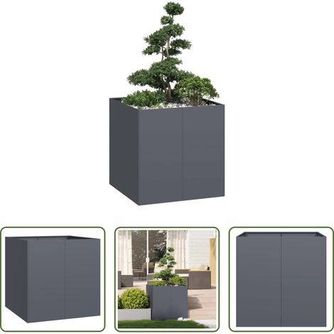 Bac à fleurs - Jardinière anthracite 80x80x80 cm acier (1/5)