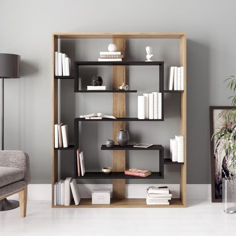 Decorotika Esteban Geometric Biblothèque Etager Display Shelf  Freestanding Decorotive Storage Shelving - Noir And Oud Pattern (1/4)