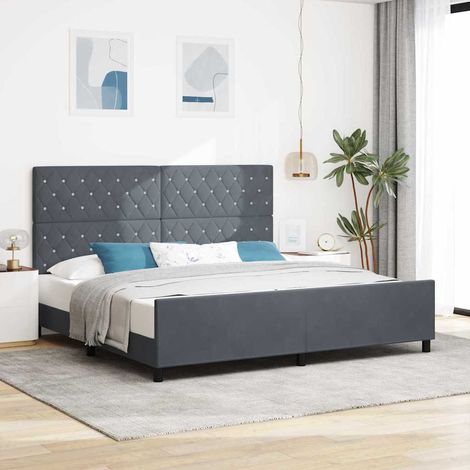 Cama tipo Box Spring Gris oscuro 200 x 200 cm Terciopelo (1/5)