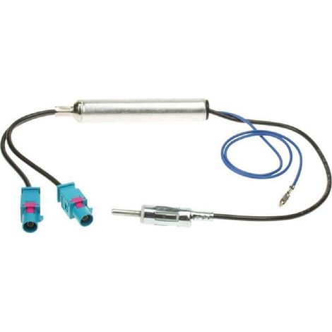 Adaptateur Antenne SA2FD 2xFakra M DIN M Amplifie compatible avec Audi Opel Seat VW