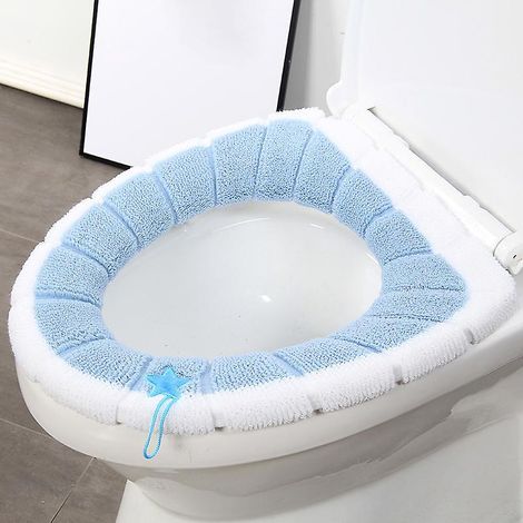 lot De 2 Coussins De Sige Universels Impermables - Bleu Avec Boucle De Salle De Bain - Doux Et Chaud - Lavable (1/5)