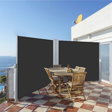 Grey 600x180cm Outdoor Retractable Privacy Reversible Side Awning (1/5)