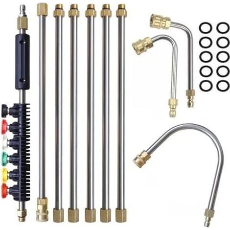 10 Stück 3M Hochdruckreiniger-Verlängerungen, 4000 PSI Ersatz-Teleskop-Reinigungslanzen, Werkzeuge für Fenster- und Dachreinigung, 1/4 Zoll Schnellkupplungsteile - (1/5)