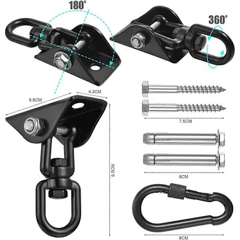 Filiyano – Kit de suspension pour hamac /EA/, supports de balançoire robustes, kit de suspension pour fauteuil hamac rotatif à 360° en acier