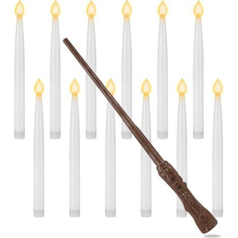 12 Bougies à LED Flottantes Magiques à Suspendre avec Baguette, LED Bougies Sans Flamme Bougies à Piles pour maison, église, fête, Christmas, décoration de Noël (1/5)