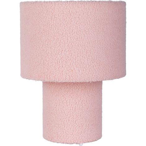 Lampe de table avec abat-jour à texte et pied rose, douille E27, hauteur 31 cm - PANGIVO (1/5)