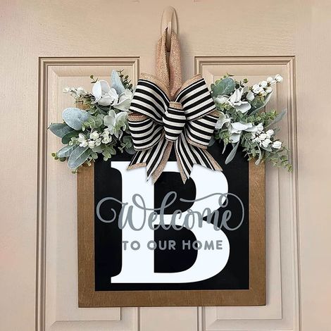 Guirlande De Porte - Bois - 40 Cm - Pour Décoration Extérieure De Porte D'Entrée - Avec Ruban D'Accrochage - 1 Pièce (1/4)
