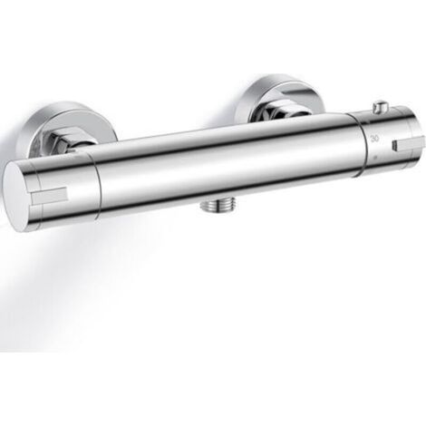 Wandmontierter thermostatischer Duschmischer mit 38°C-Sicherheitsknopf, verchromt (1/4)