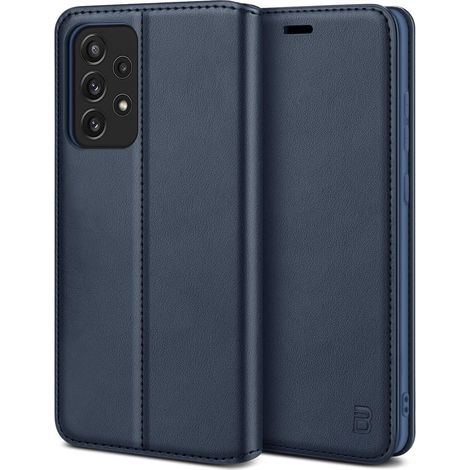 Coque pour Samsung A52S 5G, Coque pour Samsung A52S, Etui Housse pour Galaxy A52 5G en Cuir Premium Flip Case Portefeuille, à Rabat avec Porte-Cartes de Crédit, Fermeture Magnétique, Bleu Marine (1/5)