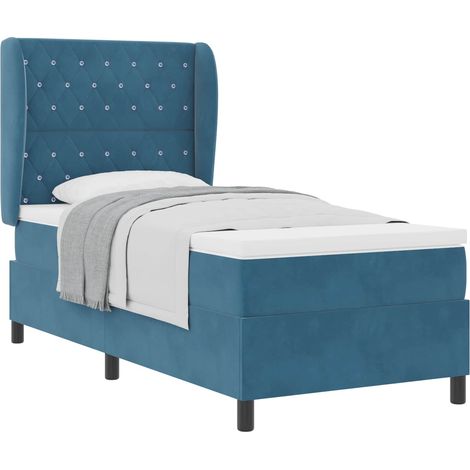 Maison Exclusive - Letto a molle con materasso Blu Scuro 190 x 90 cm Velluto (1/5)