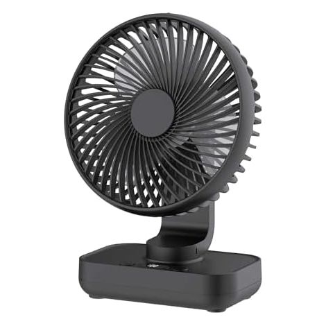 Tischventilator Leise Automatisch Oszillierend, 4000mAh Akku USB Klein Tragbarer 4 Geschwindigkeiten LED-Digitalanzeige für den Schreibtisch, Zuhause, Picknicks und Büro- 12V mini ventilator