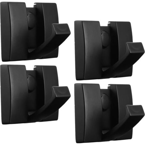Lot de 4 crochets adhésifs muraux pliables en aluminium noir . Rangement gain place idéal pour la cu (1/5)