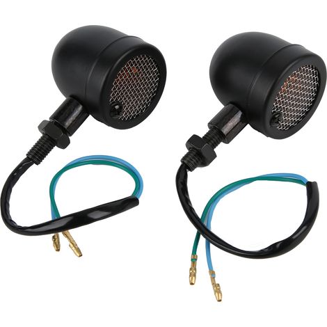 Tbest Clignotant, 2pcs Lampe Clignotant LED Moto 12V Vintage Jaune Lumière Noir Shell Modification Universel. (1/5)