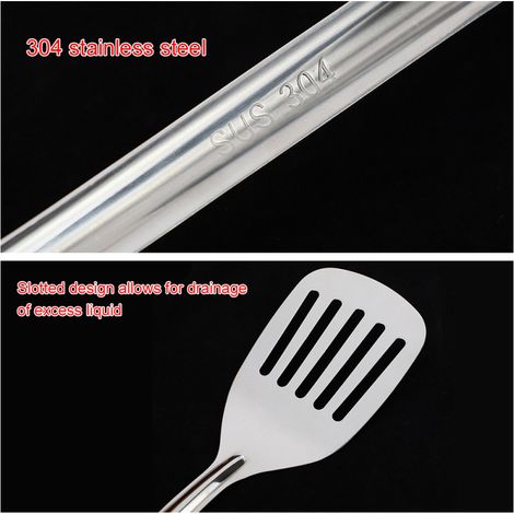 Spatule ajourée acier inoxydable avec manche bois – Égouttage idéal pour friture et pâtes (1/5)