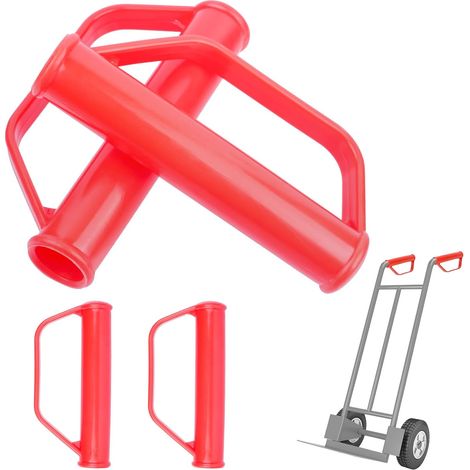 4 Pcs 25 mm Poignées de Chargement, Poignées de sécurité pour diables, Poignée de rechange renforcées rouges pour brouettes et chariots de transport, avec protection contre les chocs (1/5)