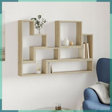 840802 étagère murale chêne sonoma 96x12x64 cm bois d’ingénierie (1/5)