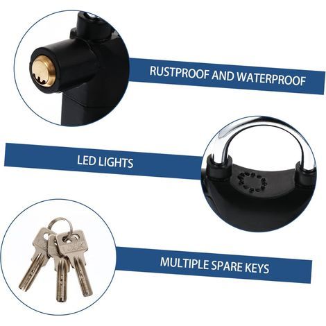 1 Pc Serrure d'alarme antivol sécurité craft dispositif anti cadenas et clés verrou porte cadenas d'alarme avec clé cadenas avec clé d'aluminium moteur serrure antivol (1/5)