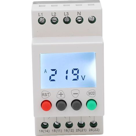 Relais de surveillance et protection de tension triphasé 4 fils écran LCD sous-tension surtension 115-277V AC (1/5)