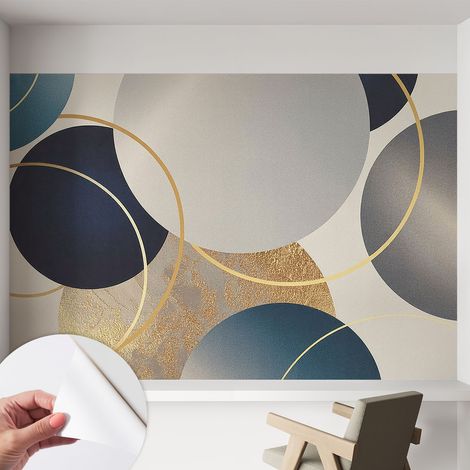 Papier peint autocollant adhésif avec motifs pour salon et chambre accessoire stylé pour votre intérieur Cercles créatifs 152x104 cm (1/5)