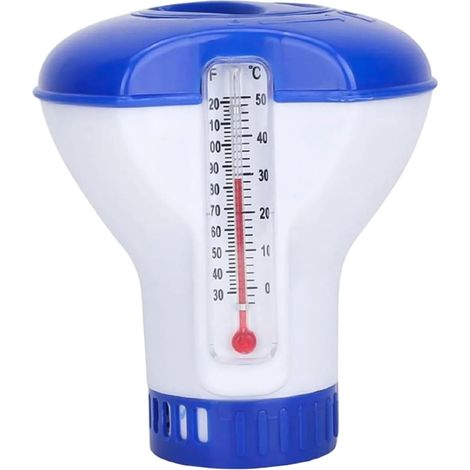 Bouée de chlore pour piscine, avec thermomètre intégré, pastille automatique de 12,7 cm (5 pouces), accessoire pour une eau de piscine fraîche et propre. (1/5)