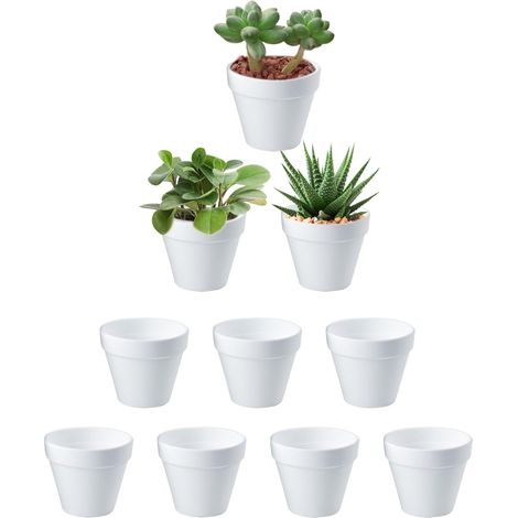 10er-Pack Mini-Pflanztöpfe, weiße Kunstkeramik-Sukkulenten-Pflanzgefäße, unzerbrechliche Mini-Pflanztöpfe aus Kunststoff für Innen- und Außenpflanzen, Sukkulenten, Zimmerpflanzen (6 x 7 cm) (1/5)