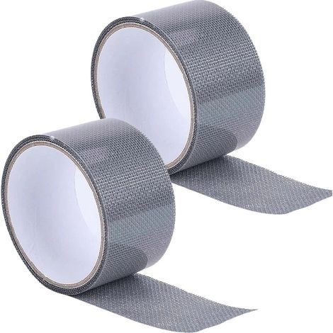 2 Rolls of Mosquito Screen Repair Tape — 200 x 5 cm, High Adhesion Fiberglass Mesh Repair Tape for Windows (Grey)