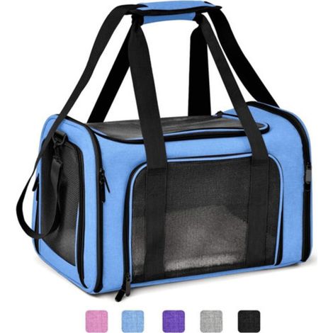 Sac de voyage pour animaux de compagnie, adapté aux petits chiens et chats, avec fermeture éclair, léger et respirant (bleu).