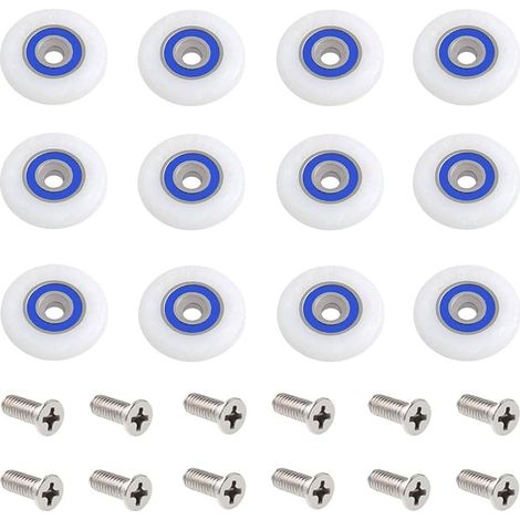 12 Pièces  Roulette Porte Douche Roulettes pour Porte de Douche Roulette Porte Douche Roues Roulettes de Rechange Roulette Porte Roulette de Douche pour Porte de Douche avec Des Vis