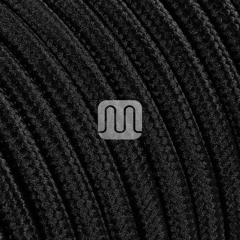 Cable eléctrico redondo revestido de tela de color negro (2 x 0,75 mm) para lámparas, lámparas de mesa y de diseño. Fabricado en Italia (1/3)