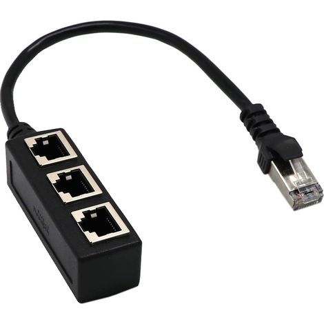 Câble répartiteur Ethernet RJ45, adaptateur répartiteur RJ45 mâle vers 3 femelles, câble adaptateur de commutateur Ethernet RJ45 professionnel pour connecteur de prise Ethernet de bureau à domicile (1/4)