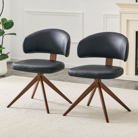Chaise pivotante design noire en PU avec assise confortable et rotation 360° – dimensions disponibles sur demande (1/5)