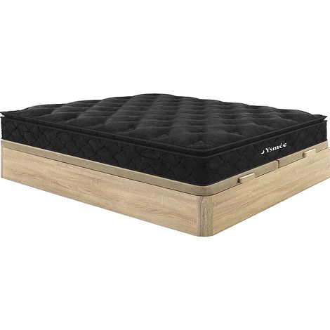 Set 180x200cm Rete vano Naturale chiaro + Materasso molle insac. topper integ. sp.28cm - BLACK DREAM di YSMÉE (1/5)