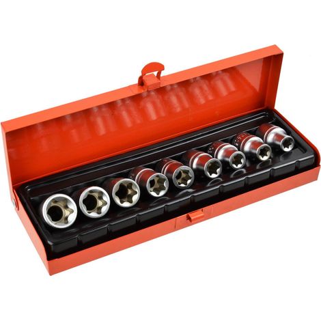 Set di 9 chiavi a bussola Torx E10-24, 1/2" Geko, custodia (20) (1/3)