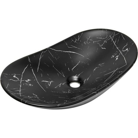 SAT Infinitio lavabo à poser 61,5x36 cm marbre noir mat, sans trop-plein (SATINF61536MRBKM) (1/5)