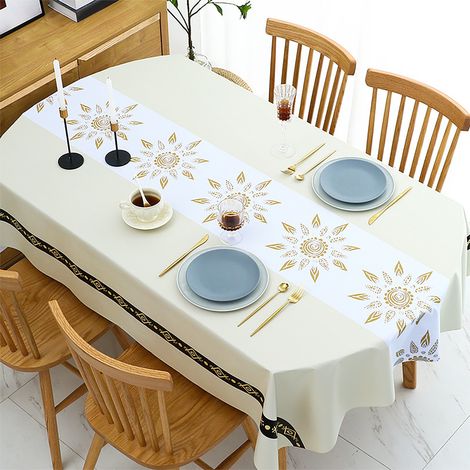 Nappe rectangulaire PVC imperméable, anti-graisse et anti-chaleur pour table - Protection et décoration intérieure (1/5)