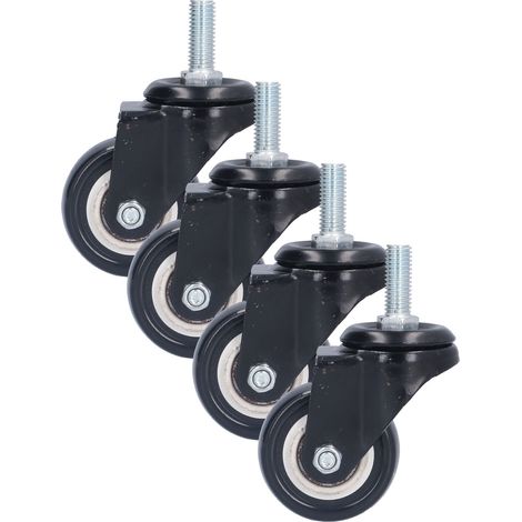 Lot de 4 roulettes à tige robustes, durables et stables, roues industrielles pour étagères, machines et équipements, sans frein (1/5)