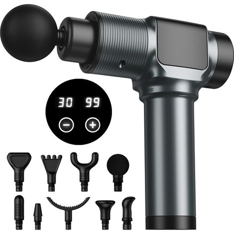 Pistolet de massage, massage des tissus profonds avec 30 vitesses et 9 têtes - Appareil portatif pour la relaxation musculaire, idéal pour les sportifs et le soulagement des douleurs dorsales et des j