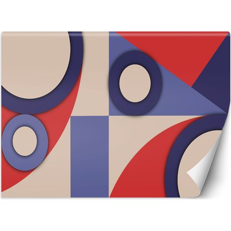 Fototapete Geometrische Abstrakt Rot Beige Lila 100x70 cm