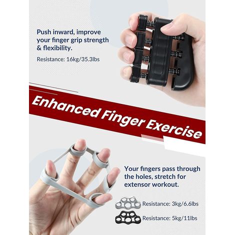 Gewichthebergriff mit Zähler, Unterarmtrainingsset (6er-Pack), verstellbarer Griffverstärker, Griffring, Fingerstrecker, Fingertrainer (1/5)