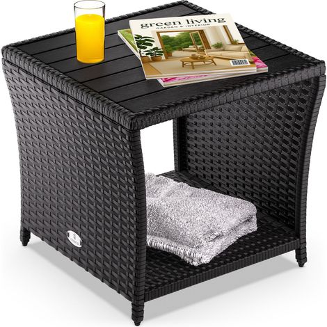 Casaria – Table d'appoint en polyrotin 45x45x40cm – Plateau WPC résistant aux intempéries – Réglable en hauteur – Capacité 80kg – Pour intérieur et extérieur (1/5)