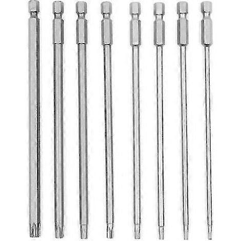 Jeu de 8 tournevis Torx magnétiques à tige hexagonale T8-T40 en acier, 150 mm, 6,35 mm (1/4") (1/5)