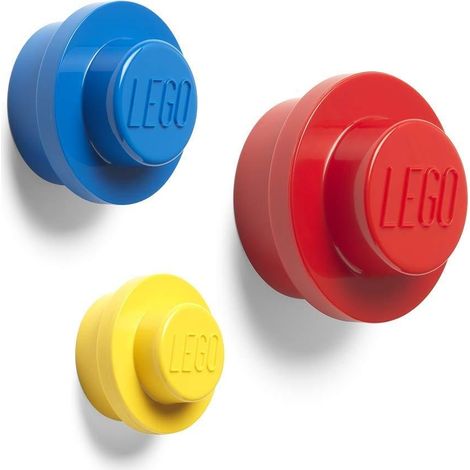 Colección mural de Lego perchero rojo azul amarillo
