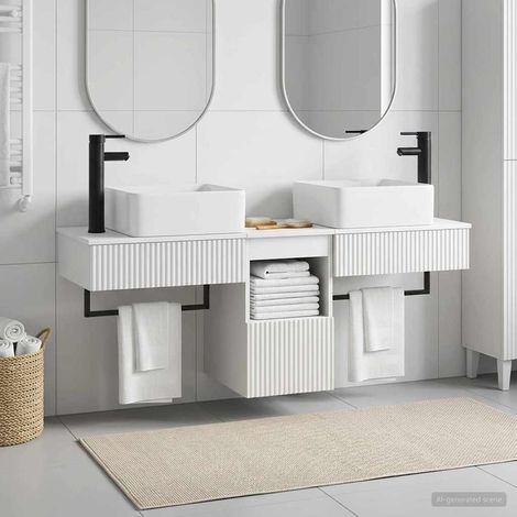 vidaXL Bathroom Furniture Set 3 pcs White Engineered Wood (1/5)