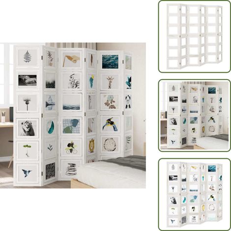 Cloison de séparation 6 panneaux blanc bois de paulownia massif - Séparateur De Pièce - Écran D'intimité - Cloison Pliable - Décoration Murale - Meuble Design (1/5)