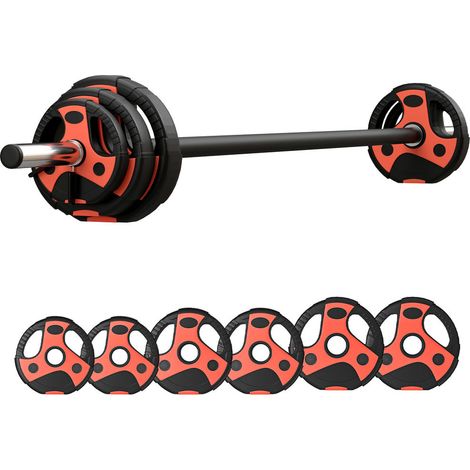Kit Barre de Musculation 20 kg Ensemble avec Poids Réglables Barre 140 cm Diamètre 27 mm Poignée Antidérapante Noir (1/5)
